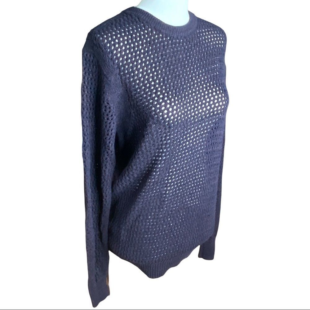 ALL SAINTS chocolate brown open weave crew neck pullover sweater XXS